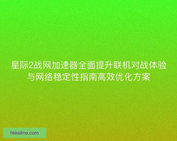星际2战网加速器全面提升联机对战体验与网络稳定性指南高效优化方案